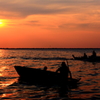 カンボジア・トンレサップ湖の夕陽
