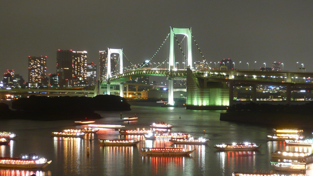 橋と屋台舟