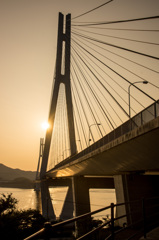 多々羅大橋と夕日
