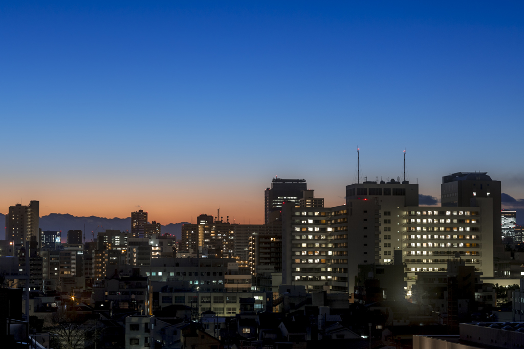 本日の夕暮れ。