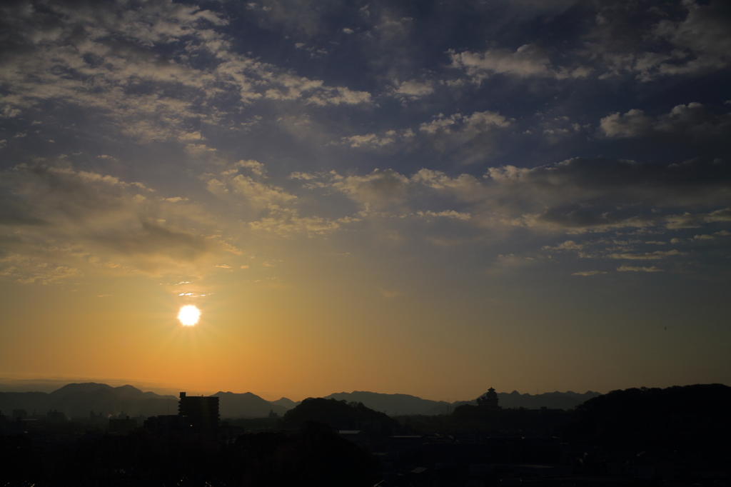 朝日と姫路城