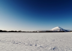 羊蹄山　冬の大地