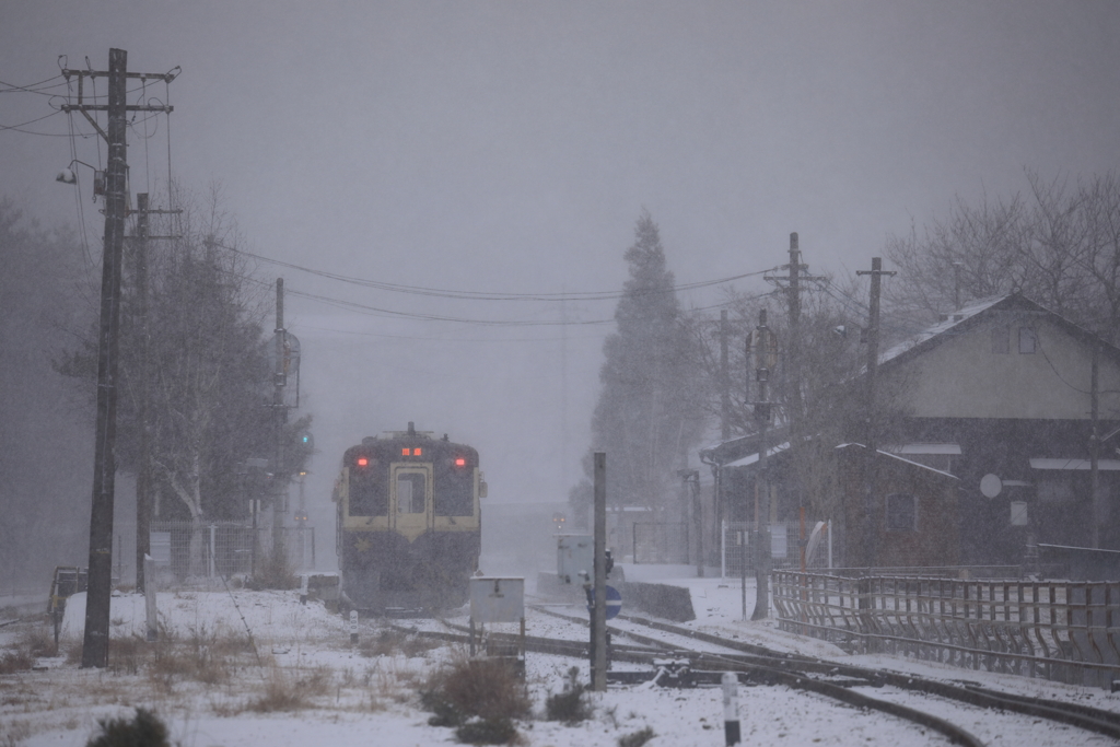 吹雪の足尾駅