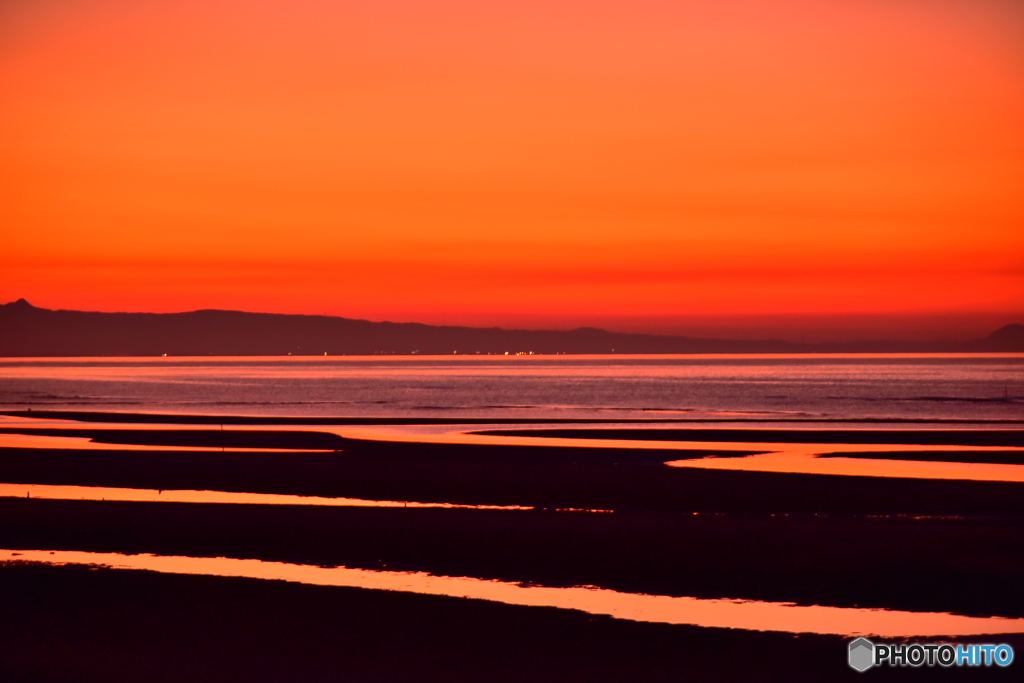 真玉海岸の夕陽③