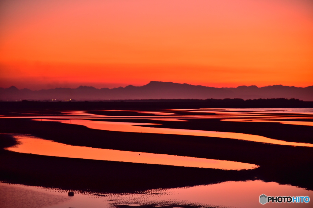 真玉海岸の夕陽②