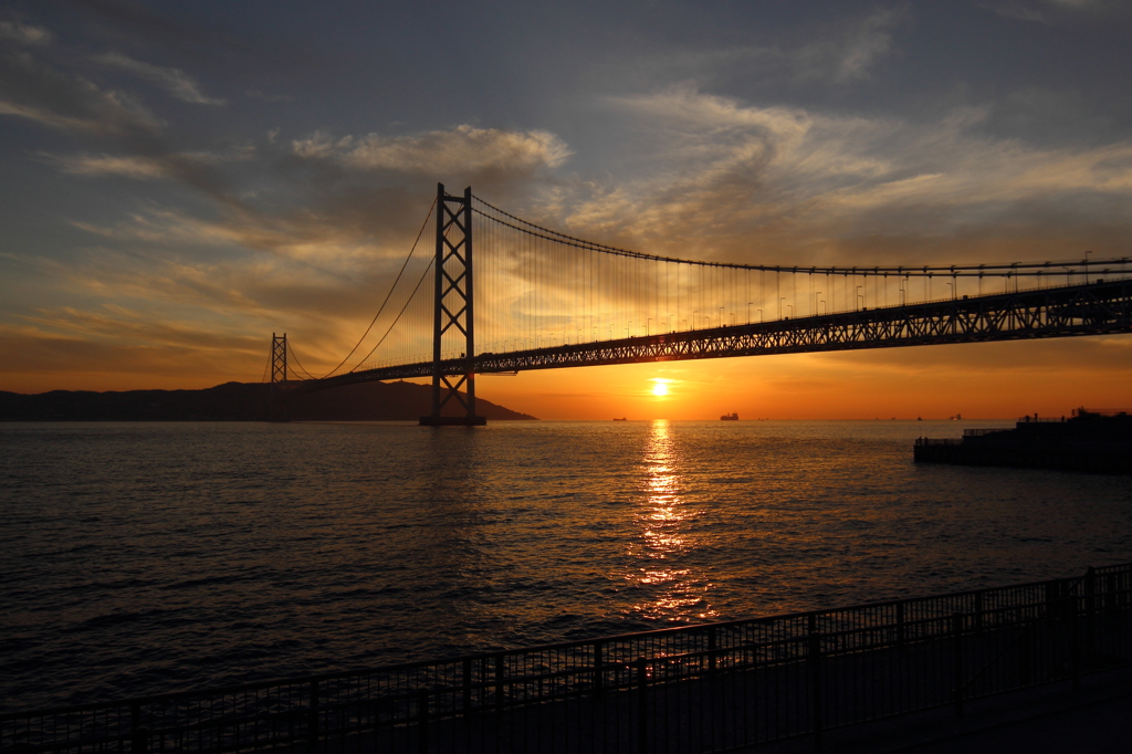 明石海峡の夕景