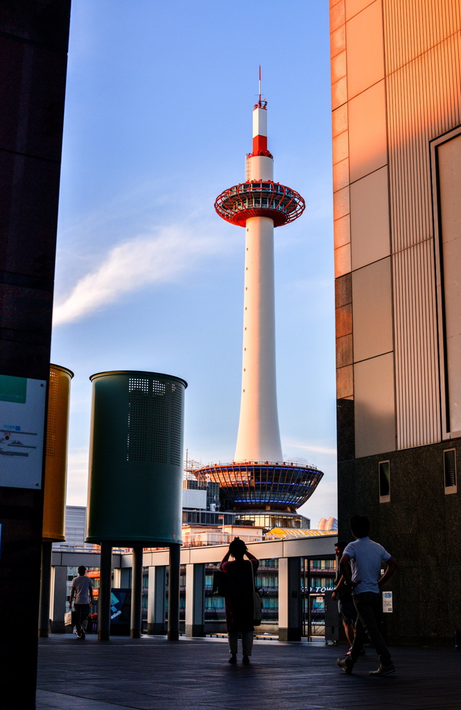 京都タワーを眺める