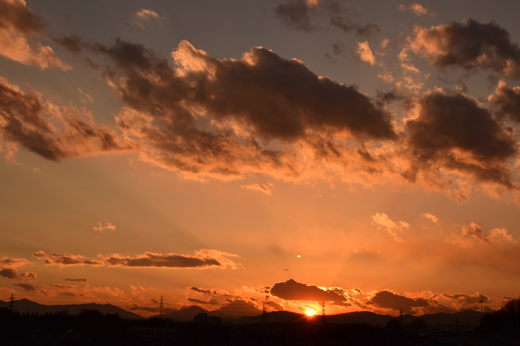 雲と夕陽1/19