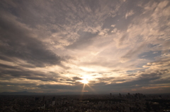 ヒルズの夕日