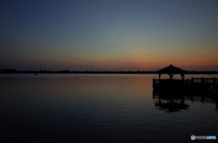 潟の夕景