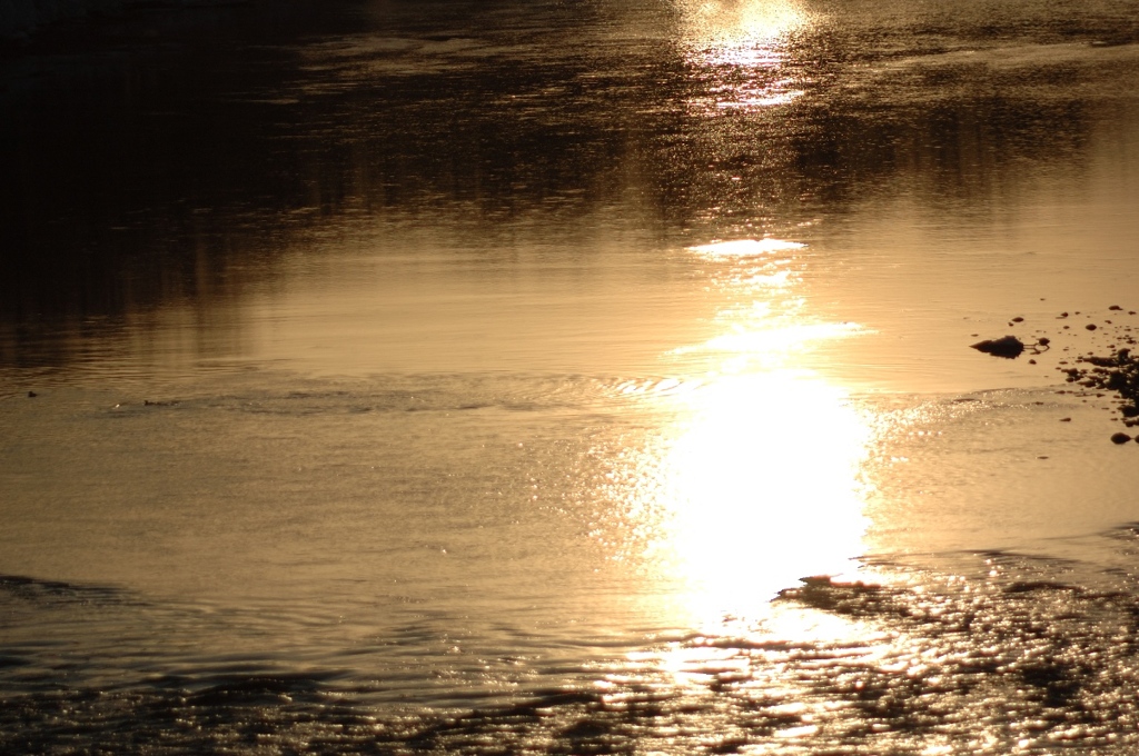 川面に映る夕日