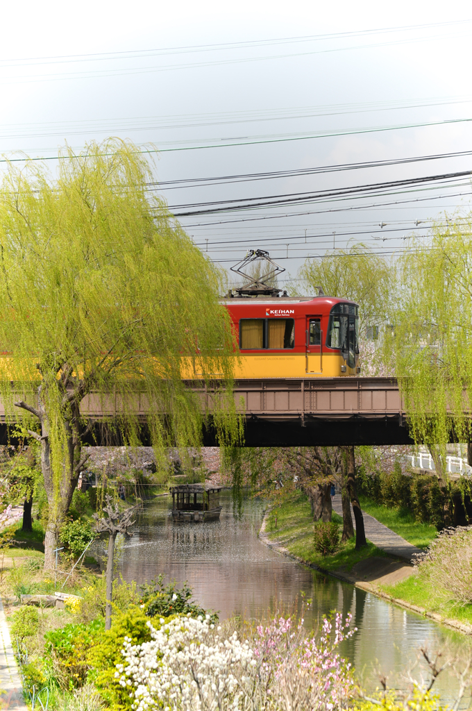 春のお散歩～京阪電車と十石舟～