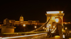 鎖橋　夜景　Budapest