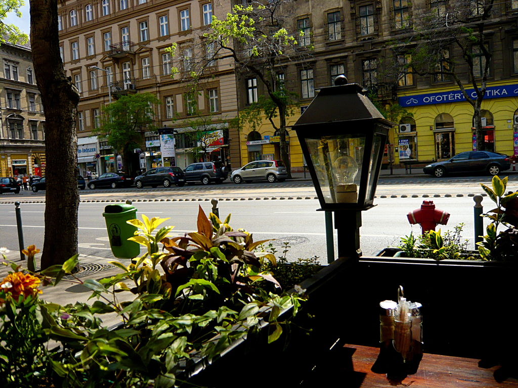オープンデッキにて昼食　Budapest