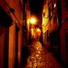 イストラ半島の港町　夜の路地　Croatia Rovinj