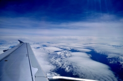 european alps on the window