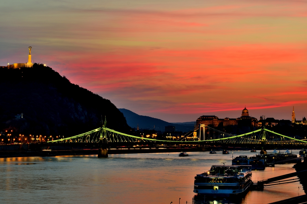 Sunset glow at the Banks of the Danube