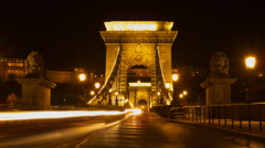 鎖橋　夜景　Budapest