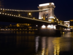 ドナウ　鎖橋夜景　世界遺産　Budapest
