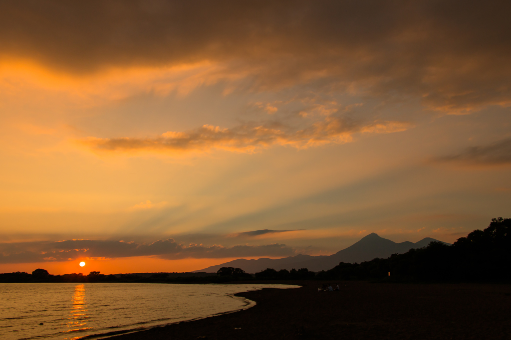 磐梯山と夕焼け