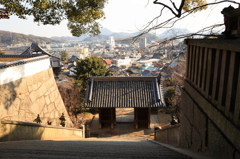 陽が傾き始めた階段