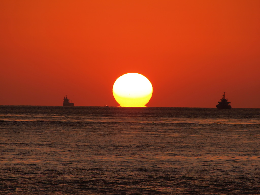 今季初ダルマ  だるま夕日  播磨灘　20170930