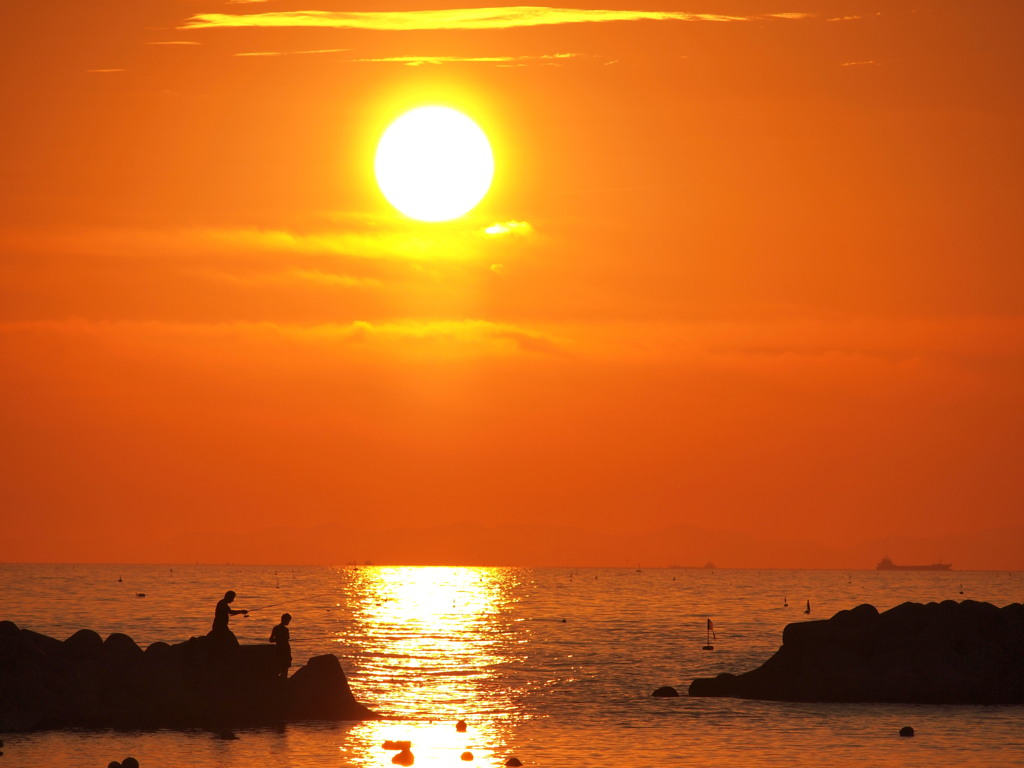 晩夏 夕景 播磨灘