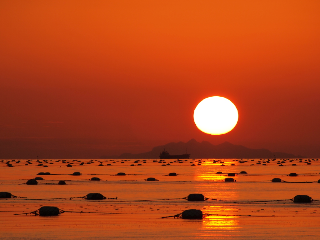 夕日 小豆島（碁石山 洞雲山）