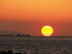 だるま夕日　播磨灘　20180217