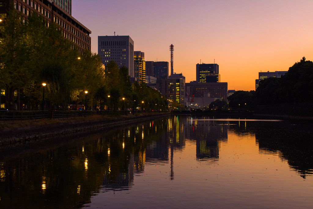 皇居夕景