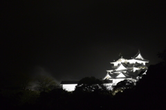 夜霧に浮かぶ山城