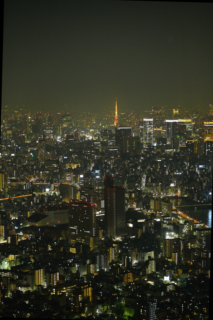 東京スカイツリーからみた東京タワー