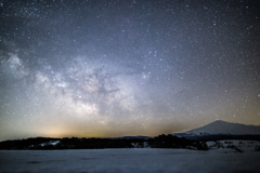 Snowy Field and Galaxy