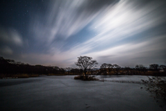 Winter stars and clouds