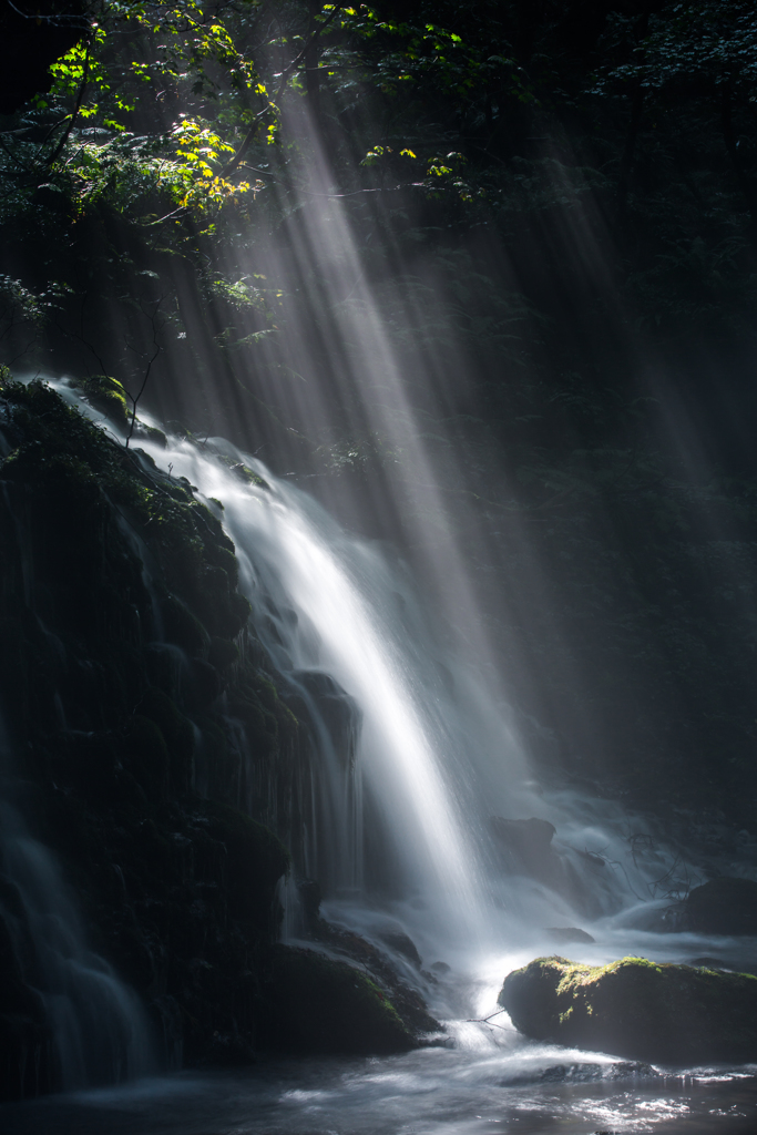 Light and waterfall