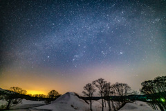 Night snowy field