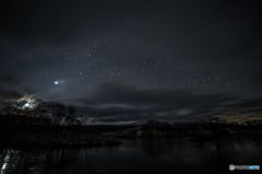 Moon and star and cloud