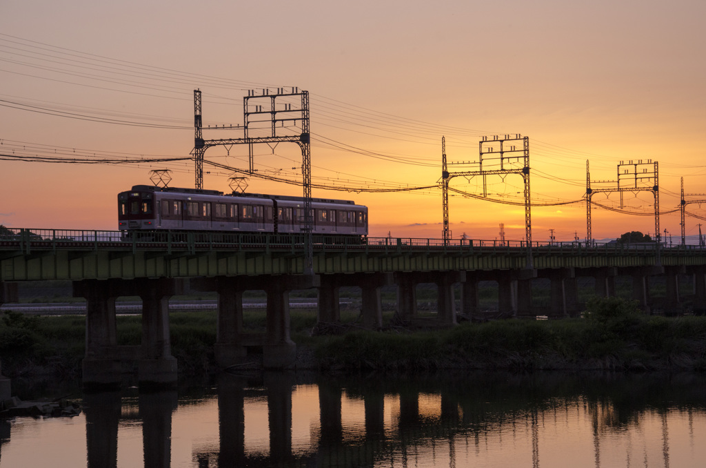 夕景を走る