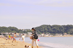 由比ヶ浜でお散歩