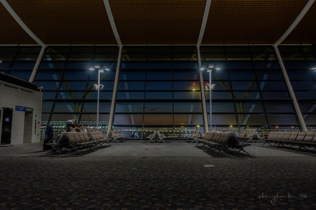 departure lobby at nightfall