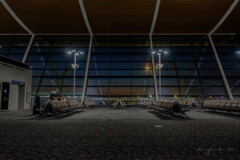 departure lobby at nightfall