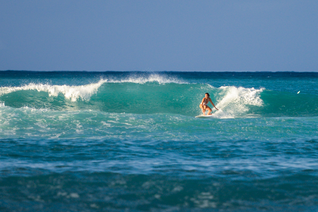 waikiki surfing girl