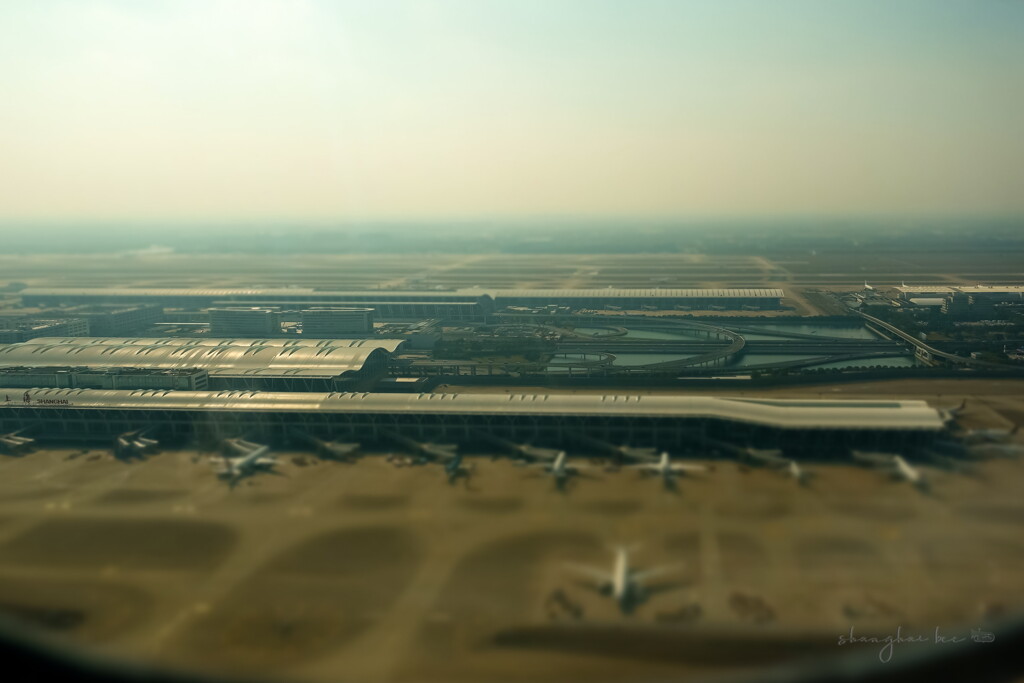 overhead view of pudong airport