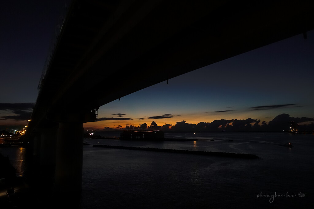 sunset at naha port