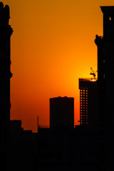 sunset in the building