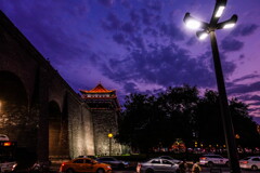 xi'an city wall at twilight