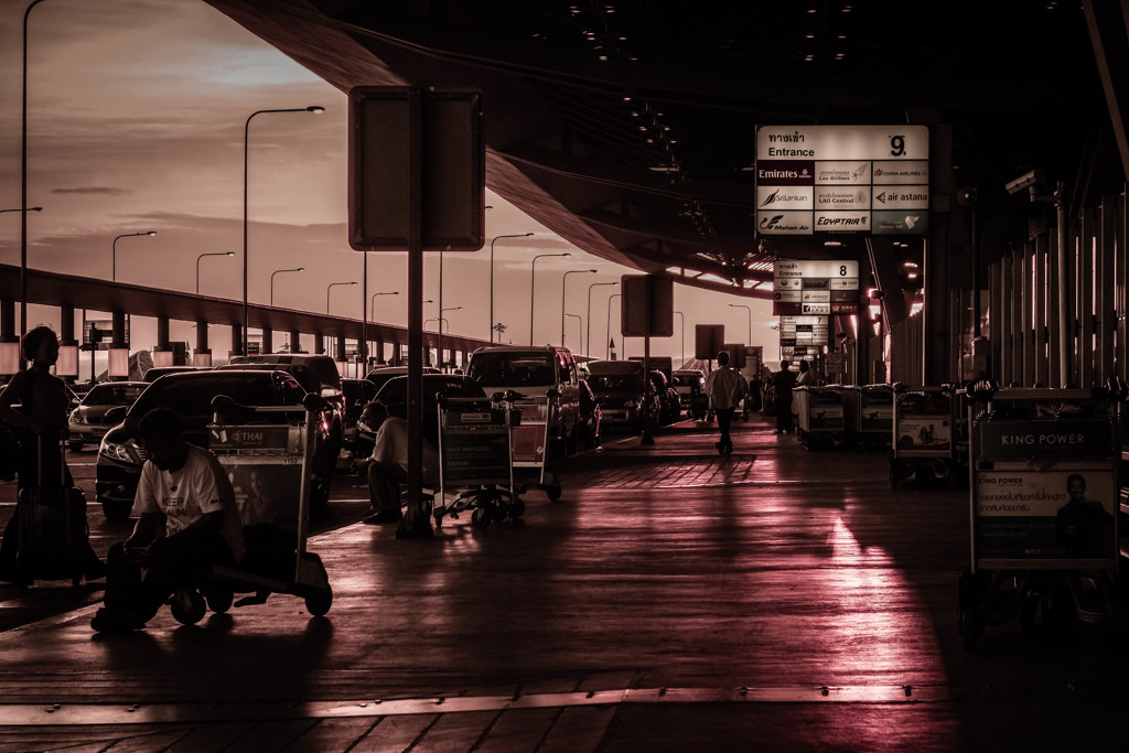 early morning airport