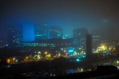 illuminations on a foggy night