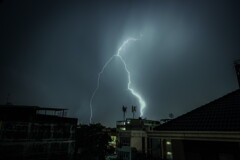 rain and lightning in midnight