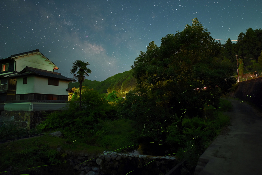 星空とホタル